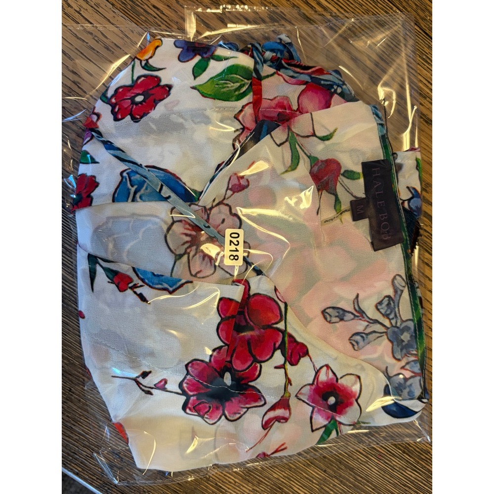 Hale Bob 100% Silk Tunic Blouse M Blue Floral Koi Fish Geisha - Picture 6 of 6